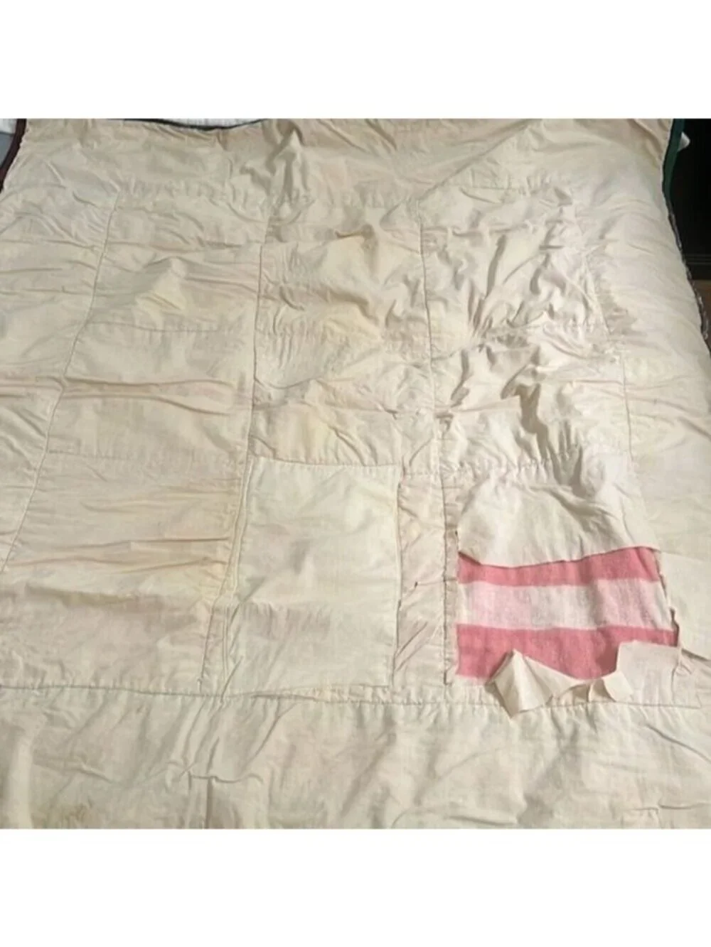 Homemade Plaid Squares Western‎ Corduroy Squares Vintage Quilt 25 In x 54 In